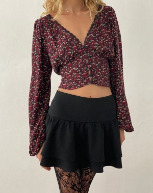 Bluza Motel Rocks Rosani Long Sleeve Dama Rosii Inchis Negrii | NLZ10051DC