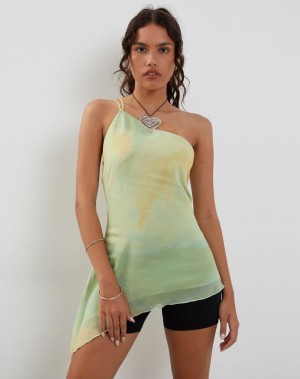 Vesta Motel Rocks Nesrin One Shoulder Longline Dama Galbeni | CJN7021FR