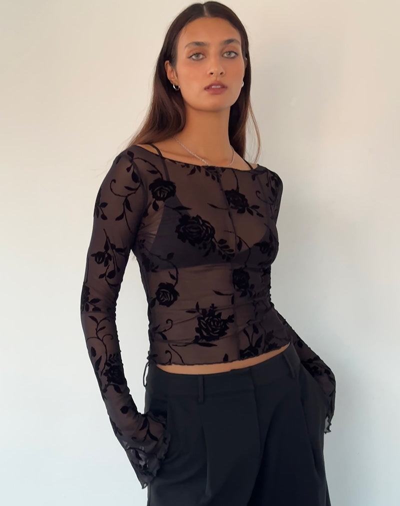Bluza Motel Rocks Zerlin Unlined Long Sleeve Dama Negrii Roz | WJN429ER