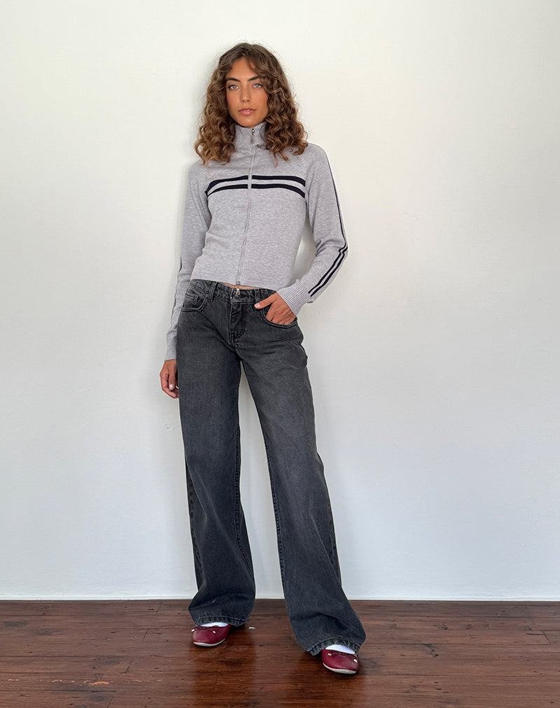 Geaca Motel Rocks Talisa Sportive Zip Through Dama Gri Deschis Bleumarin | EIJ1367DV