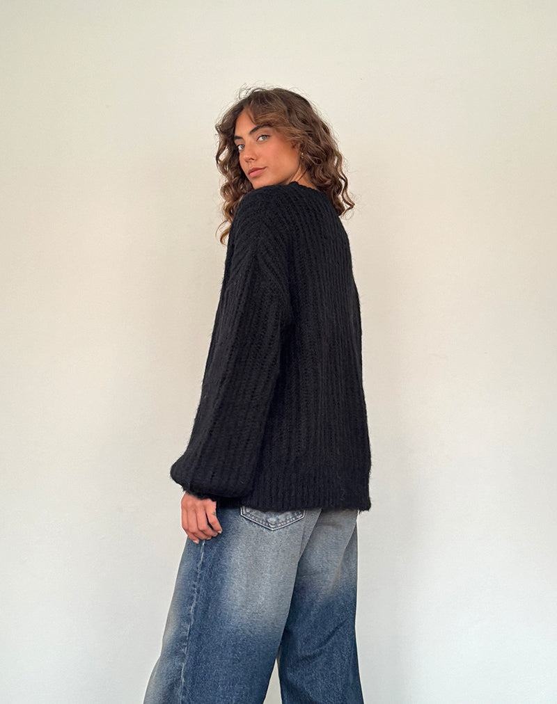 Jumpers Motel Rocks Daren Tricotate Oversized Dama Negrii | CYG5845ZN