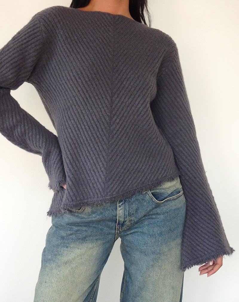 Jumpers Motel Rocks Fergie Asymmetric Knit Dama Albastri Gri | LRQ7317NG
