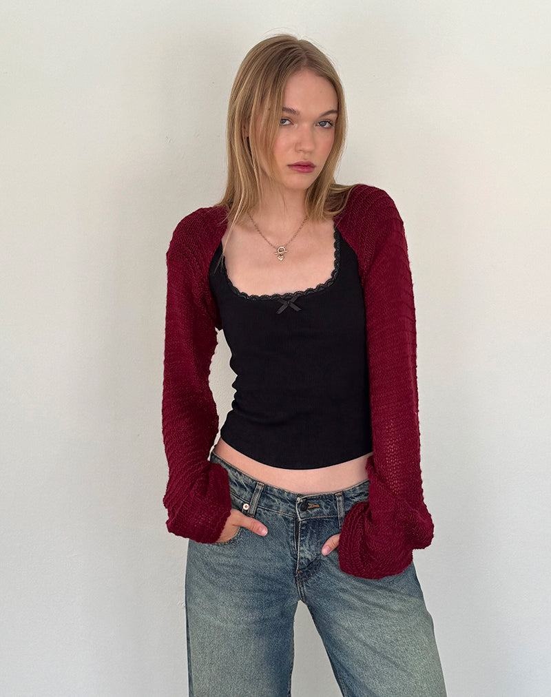 Jumpers Motel Rocks Nobila Tricotate Shrug Dama Rosii | IFZ2960XM