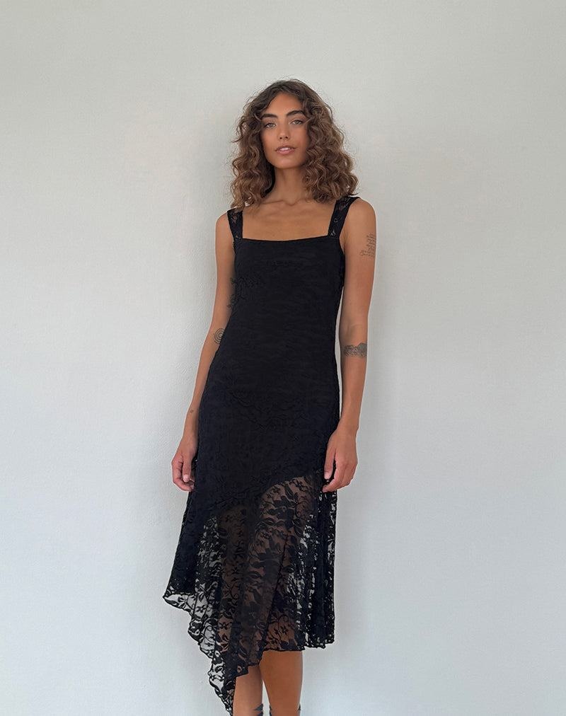 Rochie Midi Motel Rocks Adeliza Asymmetric Dama Negrii | MZZ4011HA