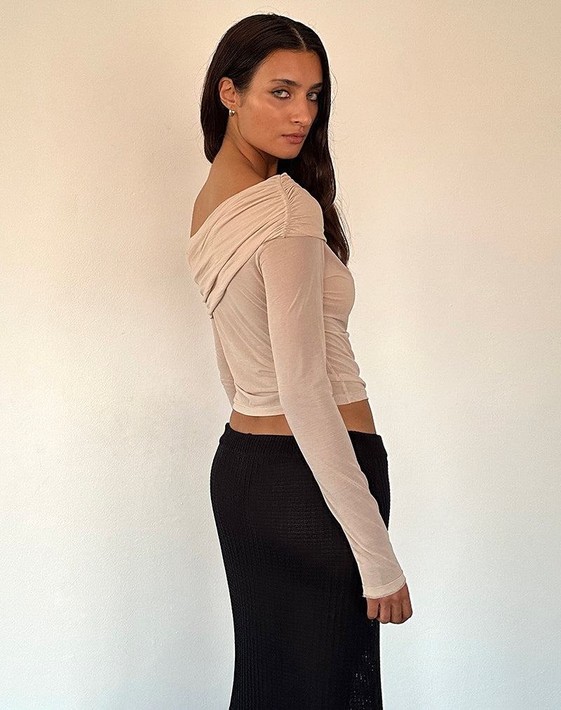 Tricouri Motel Rocks Chidi Sheer Mesh Bardot Dama Maro | WQN2989JC