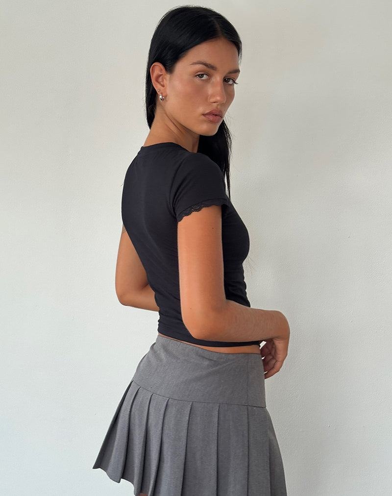 Tricouri Motel Rocks Izzy Dantela Trim Tee Dama Negrii | NCA4710FC