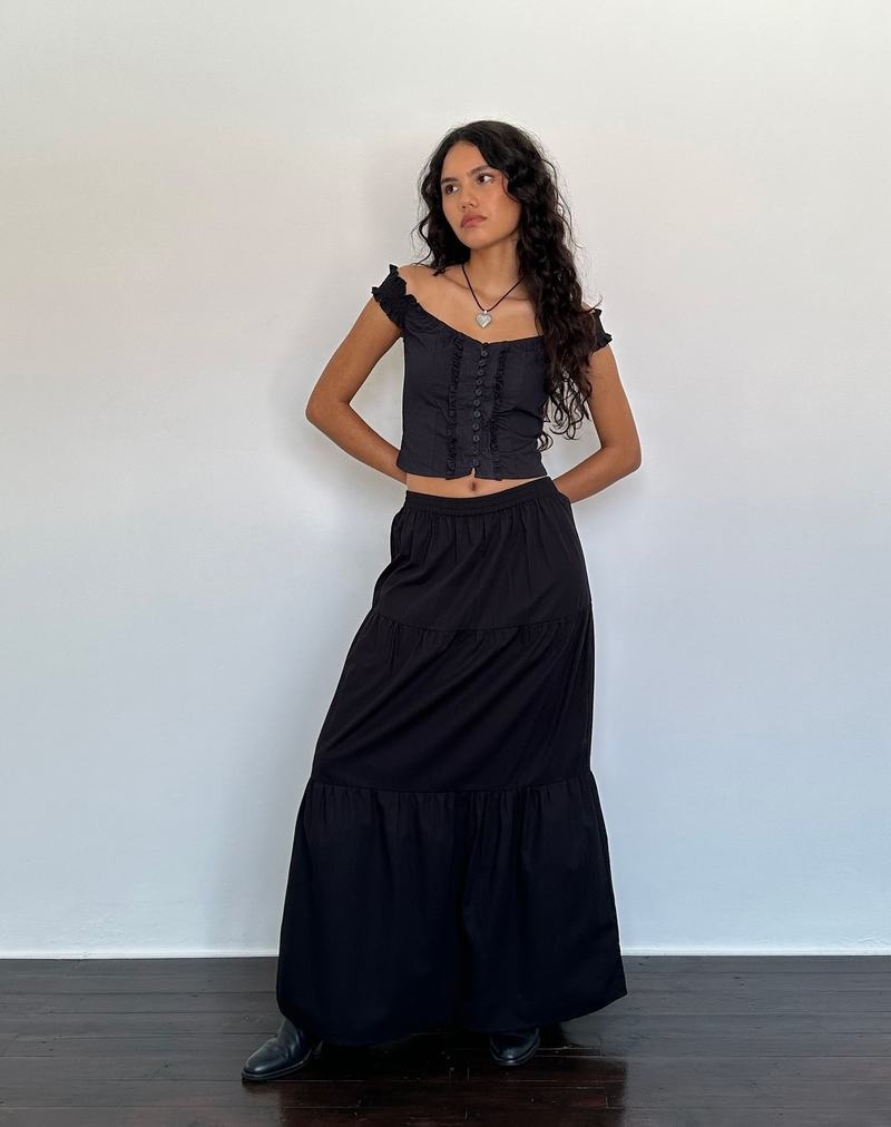 Vesta Motel Rocks Alderidge Bardot Corset Dama Negrii | KXH3785HR