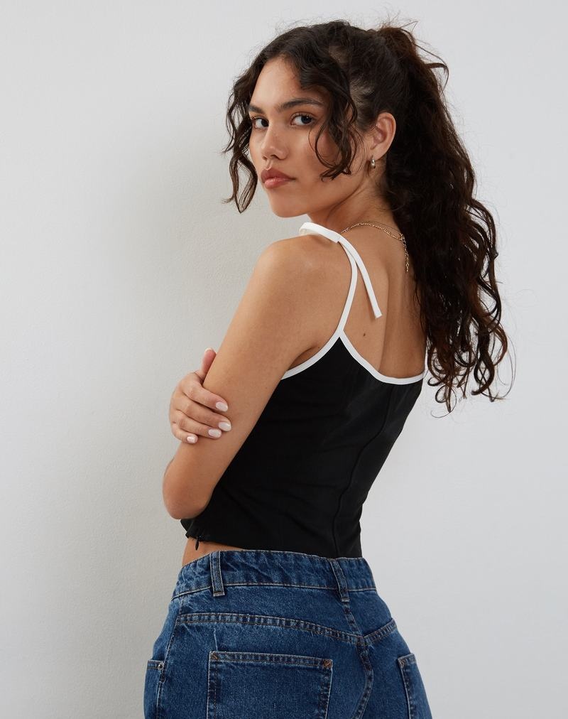 Vesta Motel Rocks Kiona Corset Dama Negrii Albi | SMY2727WI