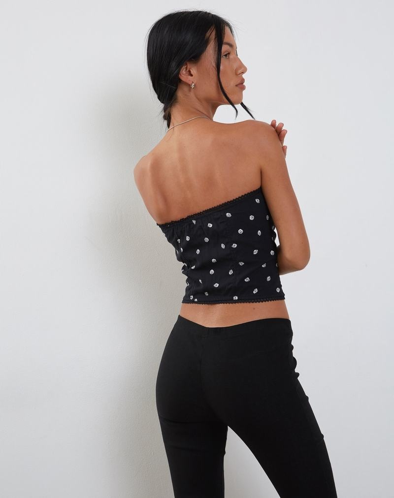 Vesta Motel Rocks Lacey Button Front Corset Dama Negrii Roz | UMK7679AK