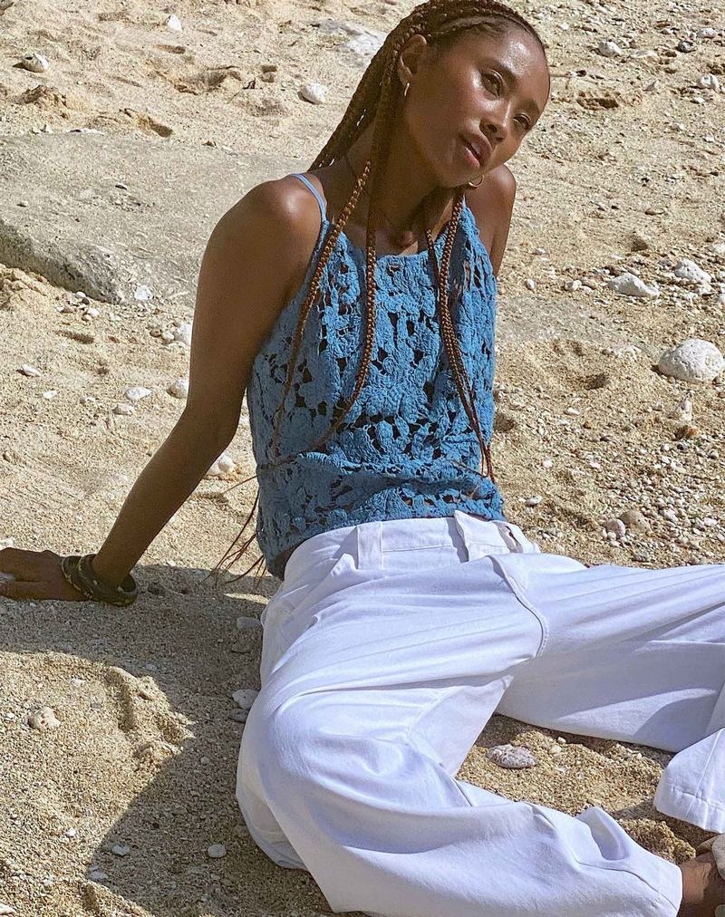 Vesta Motel Rocks Limu Crochet Dama Albastri | FRY4851CF